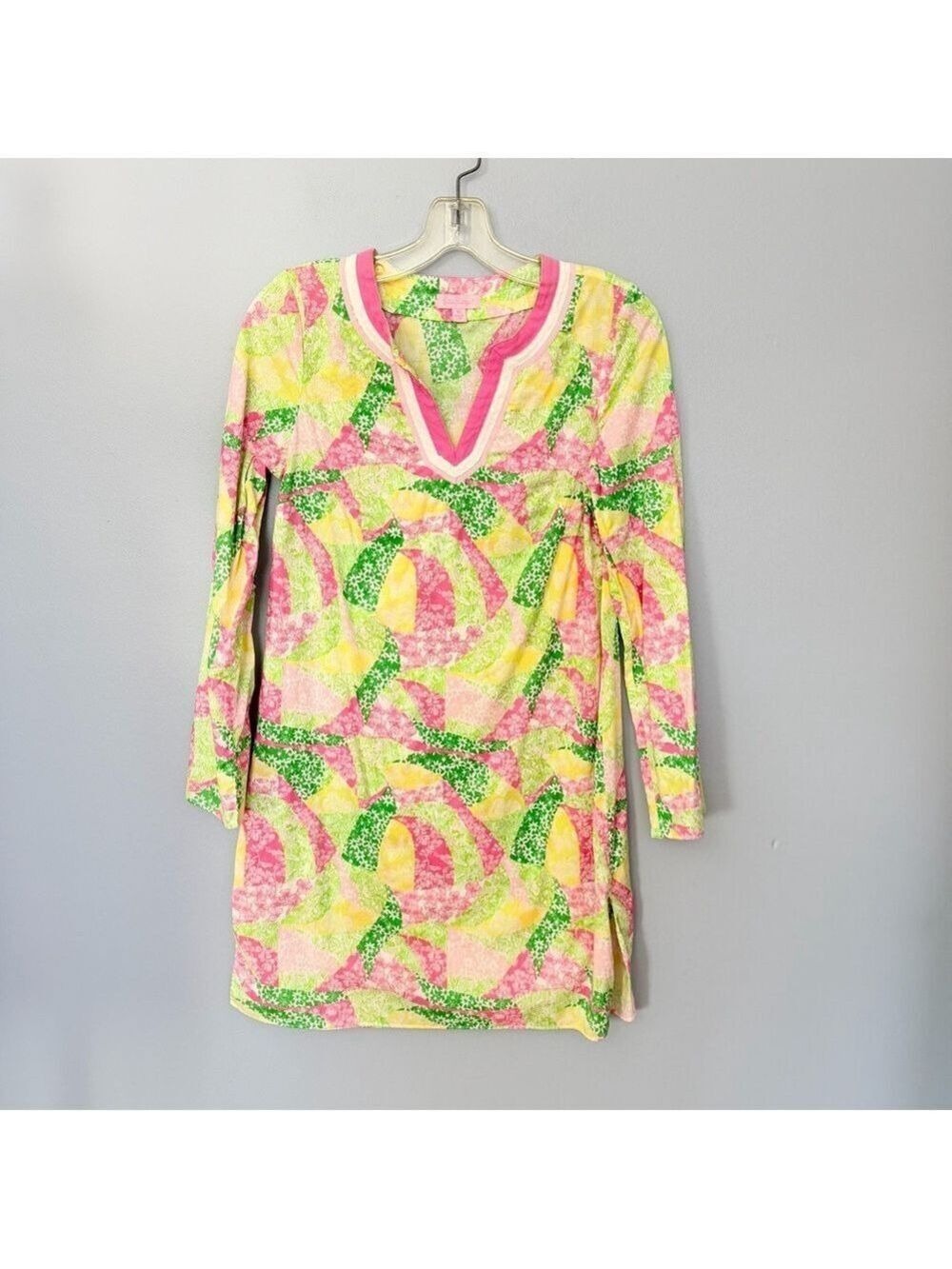 Lilly Pulitzer Pink, Green & Yellow Floral Coverup Tunic XS
